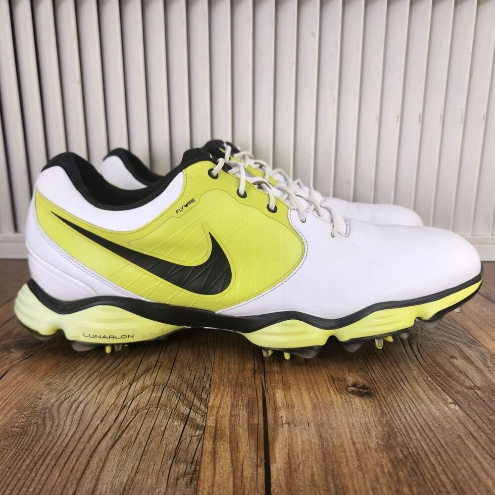 Nike McIlroy Lunar Control II Golf Shoes Men's 12 White Green Spiked 552073-126